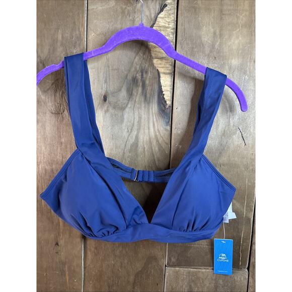 Cupshe Blue V-Neck Bikini Top, Large - Picture 1 of 4